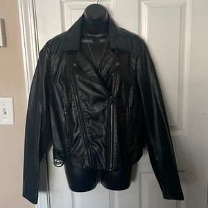 Good Condition Forever 21+ Black Faux Leather/Pleather Jacket: Size 1X.